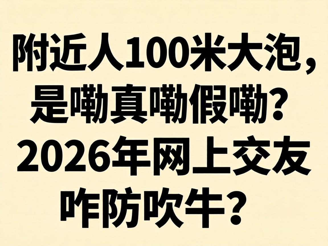 附近人100米大泡,是嘞真嘞假嘞?2026年网上交友咋防吹牛?